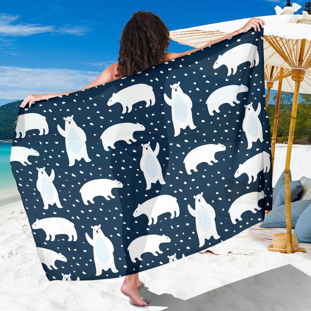 Polar Bear Pattern Print Design A02 Sarong Pareo Wrap
