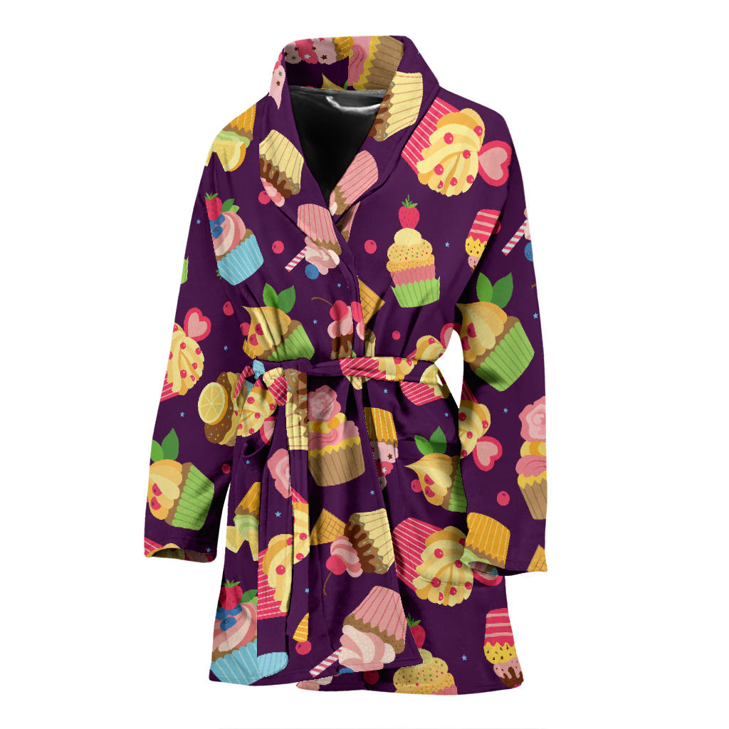 Cupcake Pattern Print Design 05 Women Bathrobe