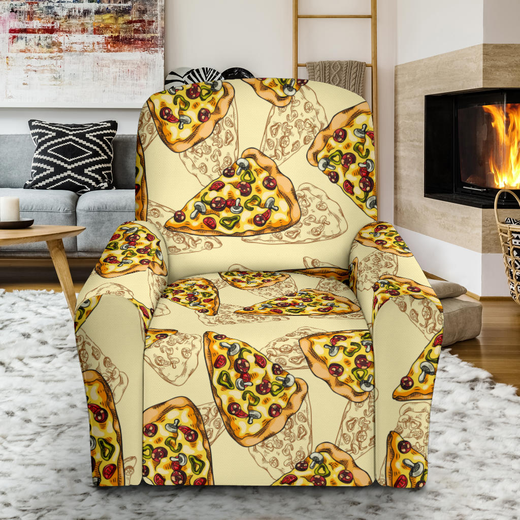Pizza Pattern Print Design A01 Recliner Slipcover with Pocket