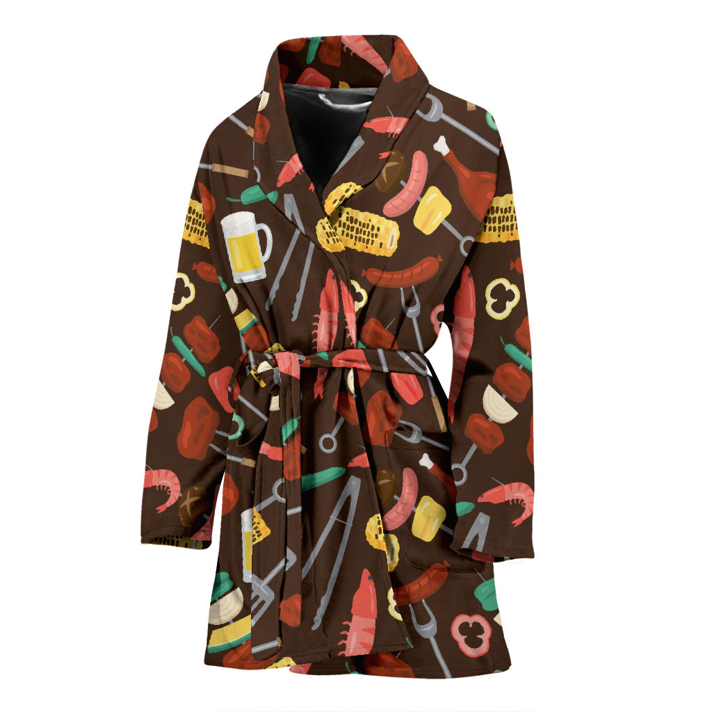 Barbecue Pattern Print Design 05 Women Bathrobe