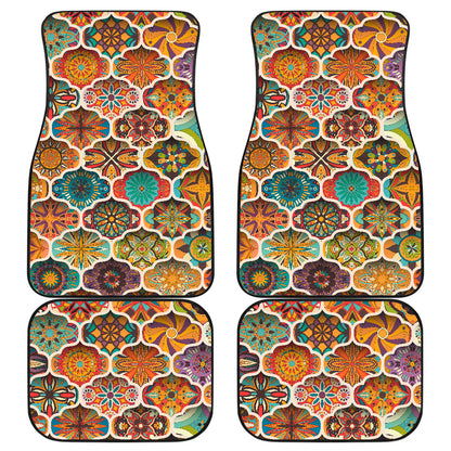 Mandala Mosaic Themed Design Print Car Floor Mats Front Back