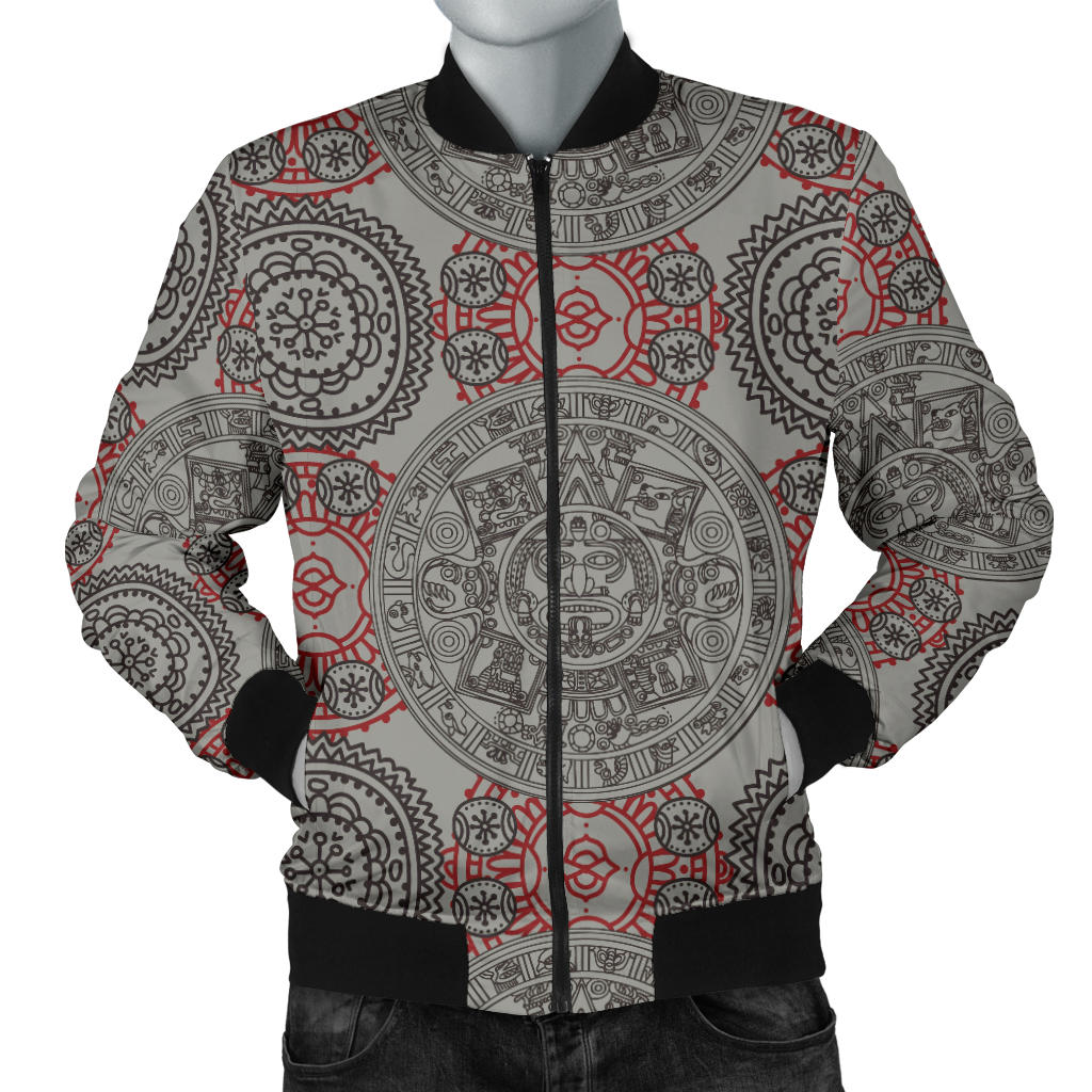Calendar Aztec Style Print Pattern Men Bomber Jacket