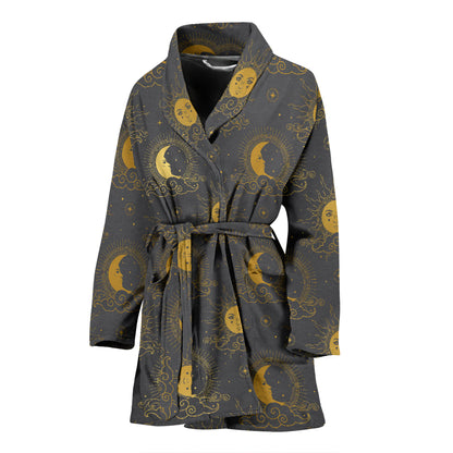 Sun Moon Print Design LKS305 Women Bathrobe