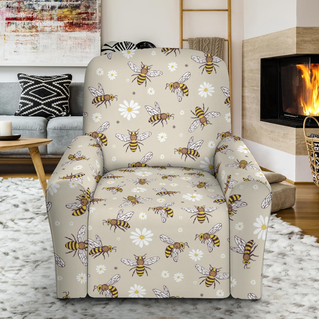 Bee Pattern Print Design 03 Recliner Slipcover with Pocket