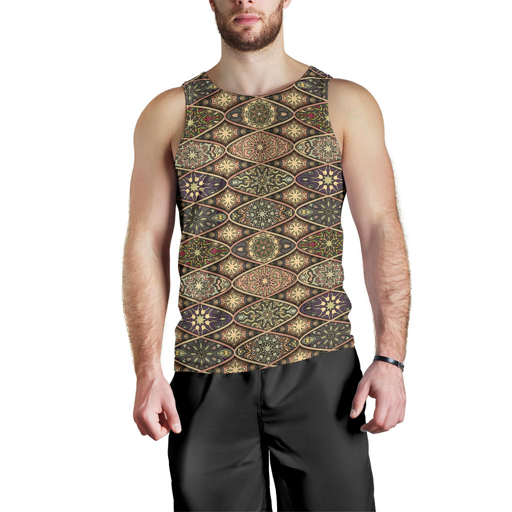 Mandala Motif Themed Design Print Men Tank Top