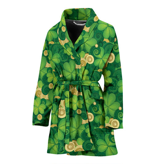 Shamrock Print Design LKS301 Women Bathrobe