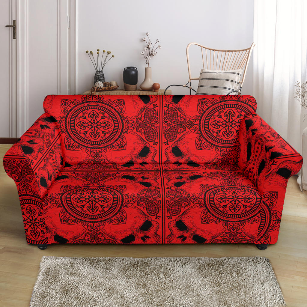 Bandana Red Print Design LKS304 Loveseat Couch Slipcover