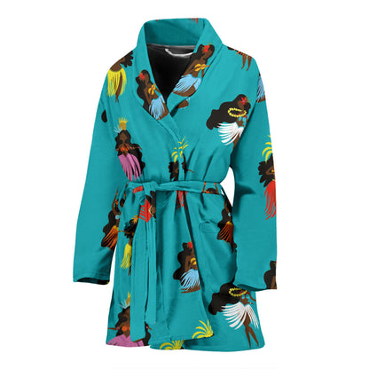 Hula Dancers Pattern Print Design 04 Women Bathrobe