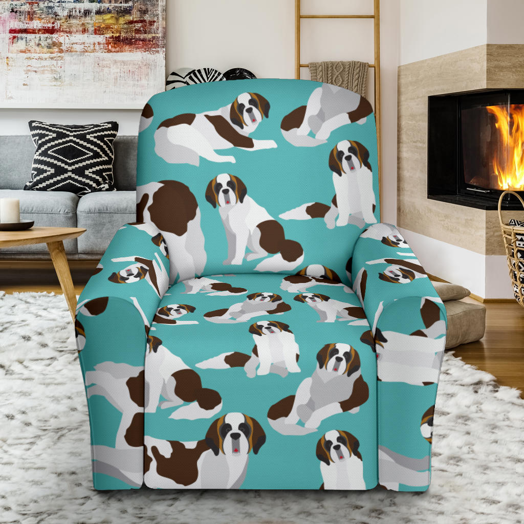 St Bernards Print Design LKS302 Recliner Slipcover with Pocket