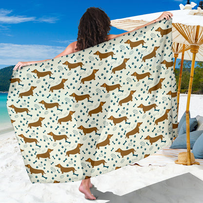 Dachshund Pattern Print Design 01 Sarong Pareo Wrap