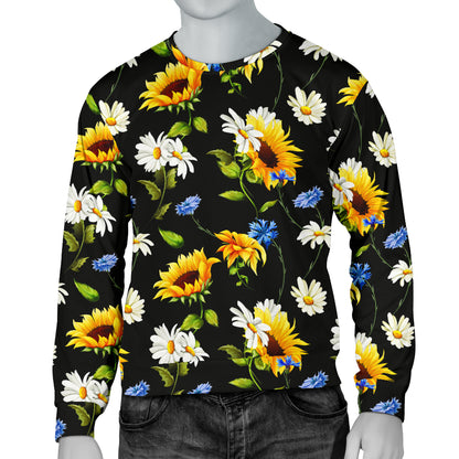 Sunflower Chamomile Bright Color Print  Men Long Sleeve Sweatshirt