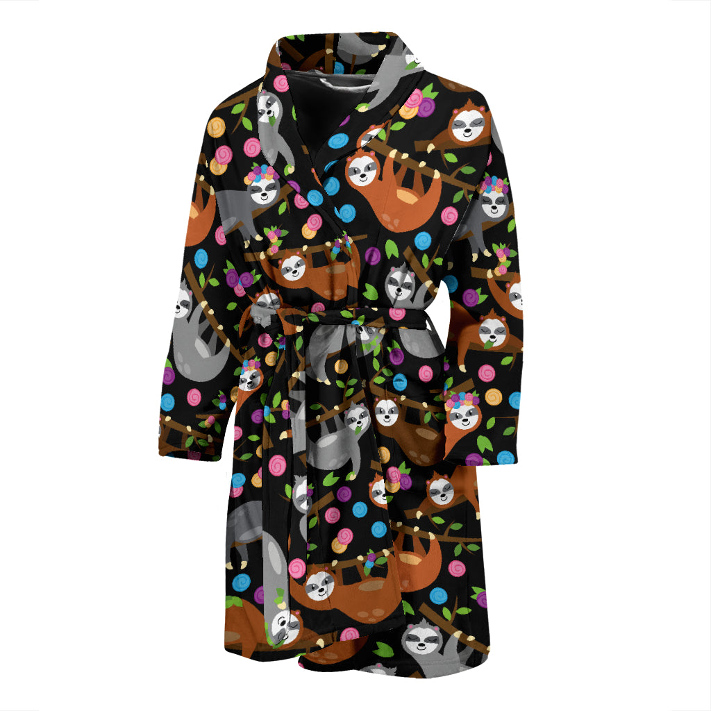 Sloth Print Design LKS306 Men Bathrobe