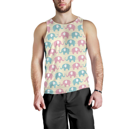 Elephant Baby Pastel Print Pattern Men Tank Top