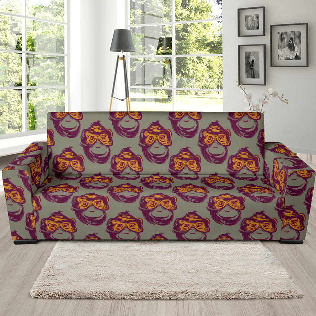 Chimpanzee Pattern Print Design 02 Sofa Slipcover