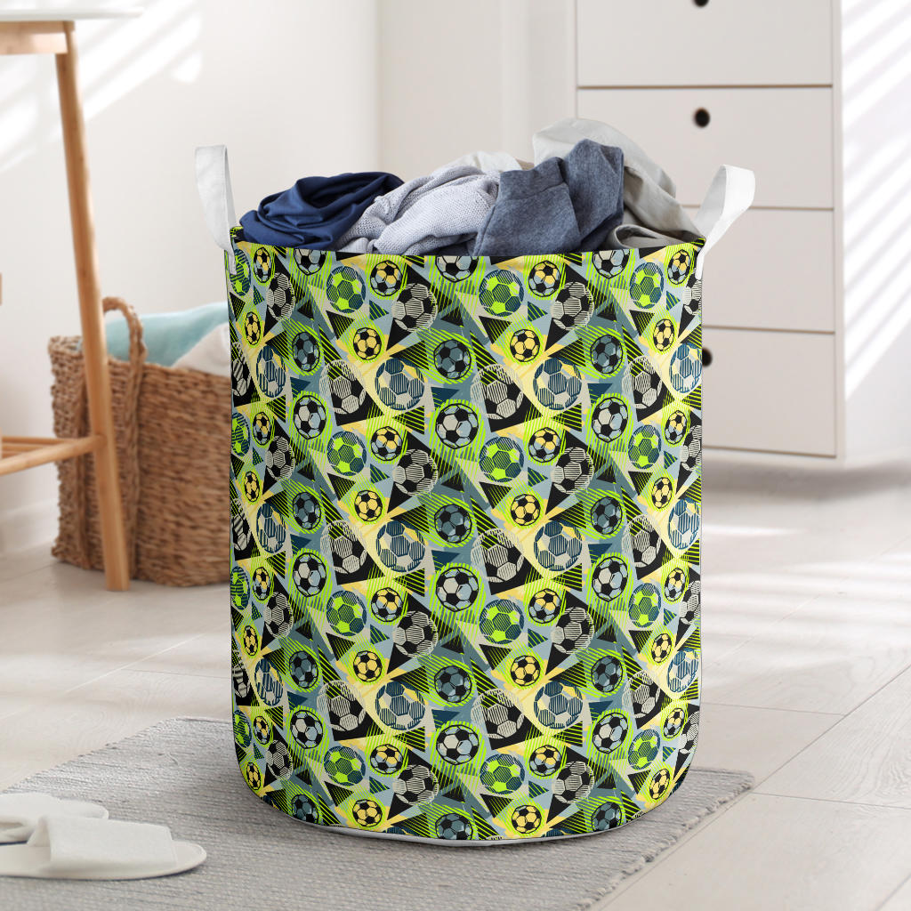 Soccer Ball Themed Print Pattern Laundry Basket