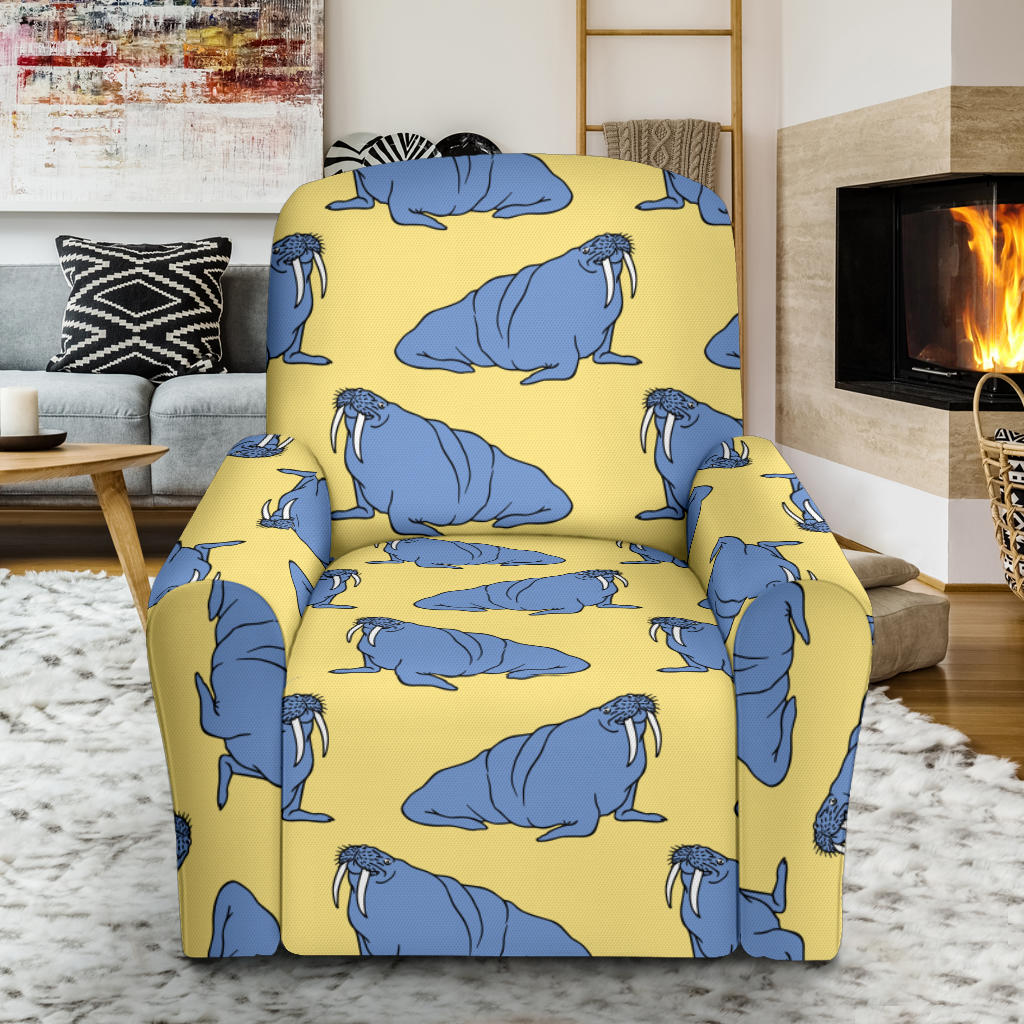 Walrus Pattern Print Design 02 Recliner Slipcover with Pocket