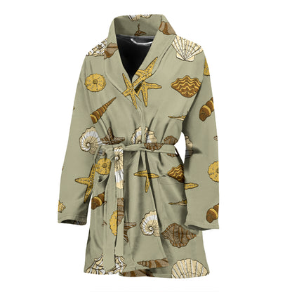 Seashell Beach Print Design LKS303 Women Bathrobe