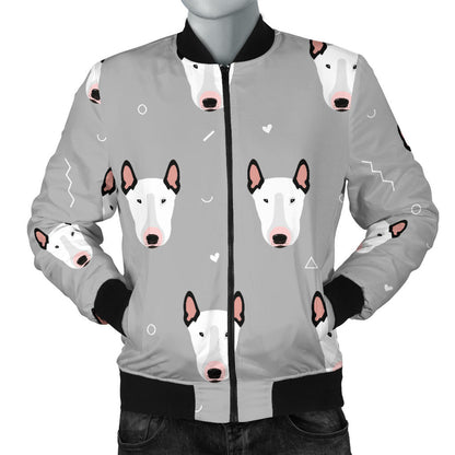 Bull Terrier Head Print Pattern Men Bomber Jacket