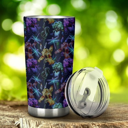 Dragonfly With Floral Print Pattern Tumbler