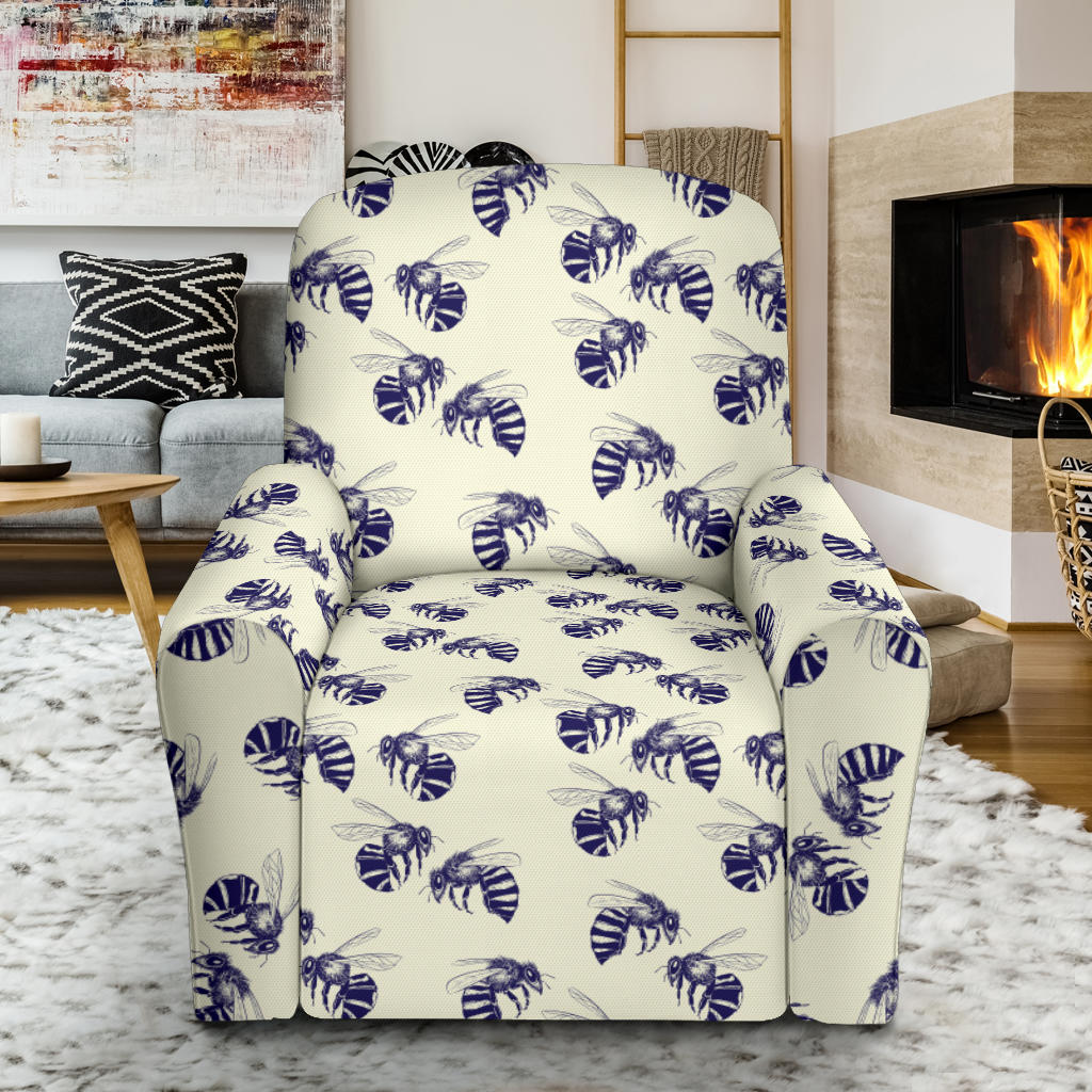Bee Pattern Print Design 02 Recliner Slipcover with Pocket