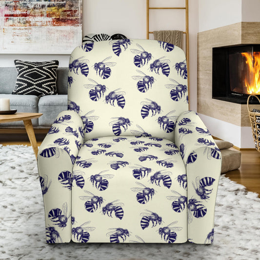 Bee Pattern Print Design 02 Recliner Slipcover with Pocket