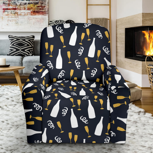 Champagne Pattern Print Design 01 Recliner Slipcover with Pocket