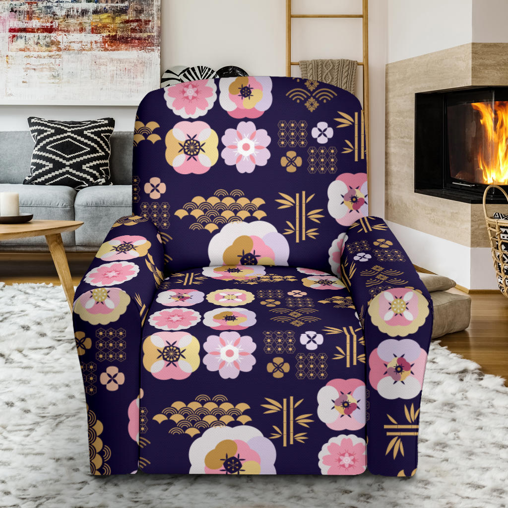 Sakura Japan Style Print Design LKS302 Recliner Slipcover with Pocket