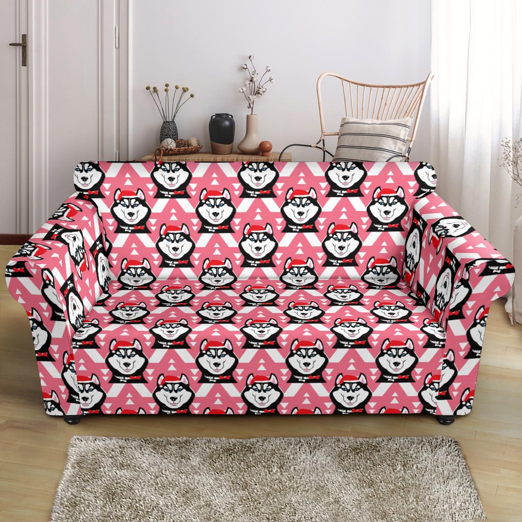 Siberian Huskies Christmas Themed Print Design LKS302 Loveseat Couch Slipcover