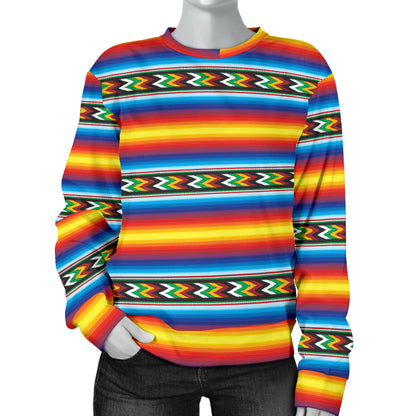 Mexican Blanket ZigZag Print Pattern Women Long Sleeve Sweatshirt