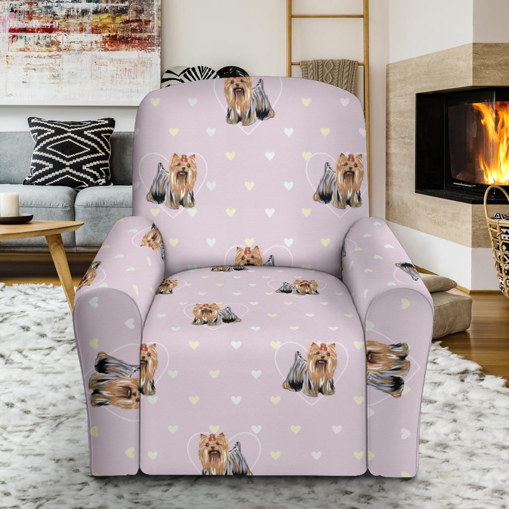 Yorkshire Terriers Print Design LKS302 Recliner Slipcover with Pocket