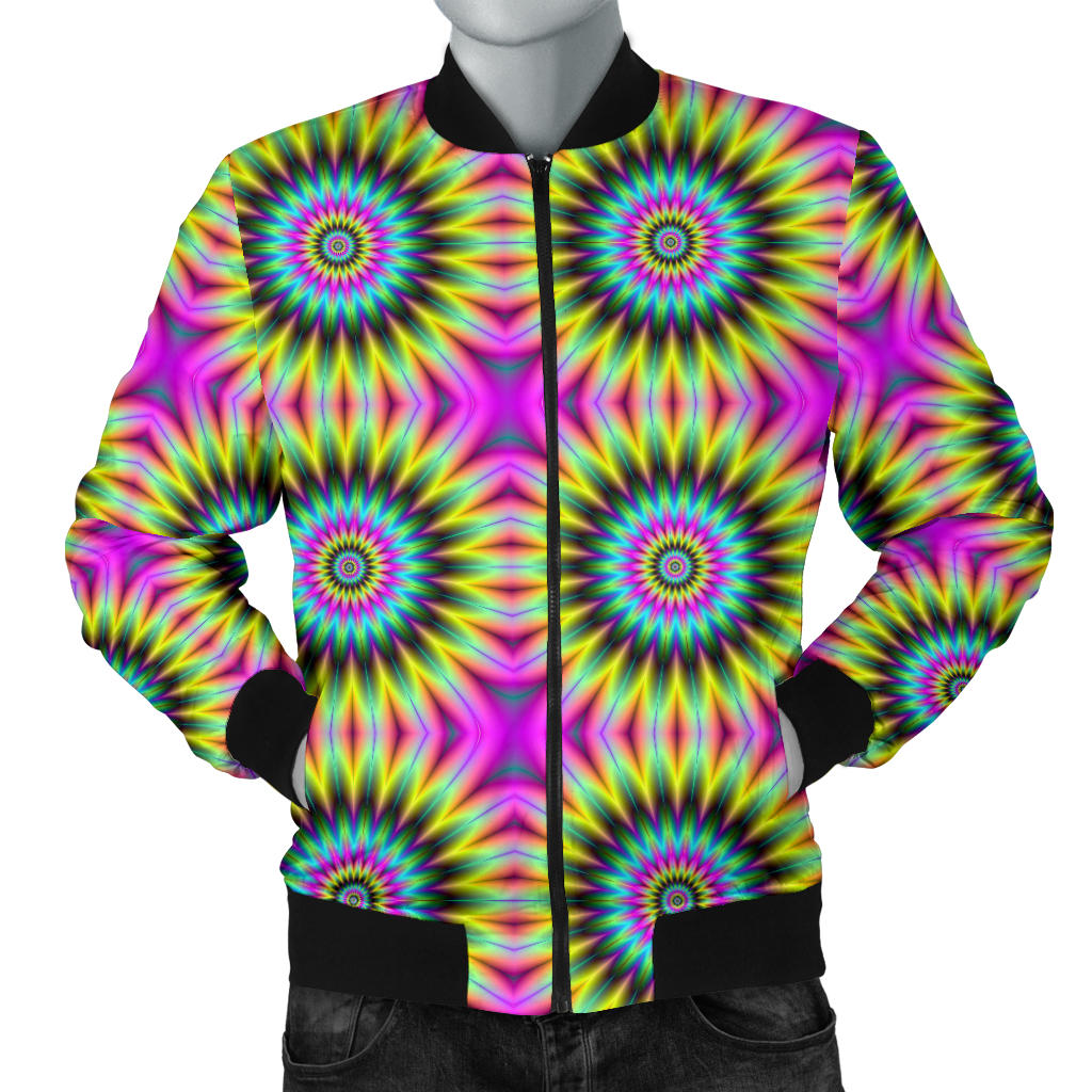 Optical illusion Flower Rainbow Style Men Bomber Jacket