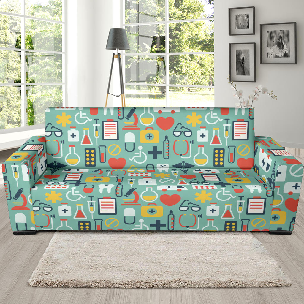 Medical Pattern Print Design 02 Sofa Slipcover