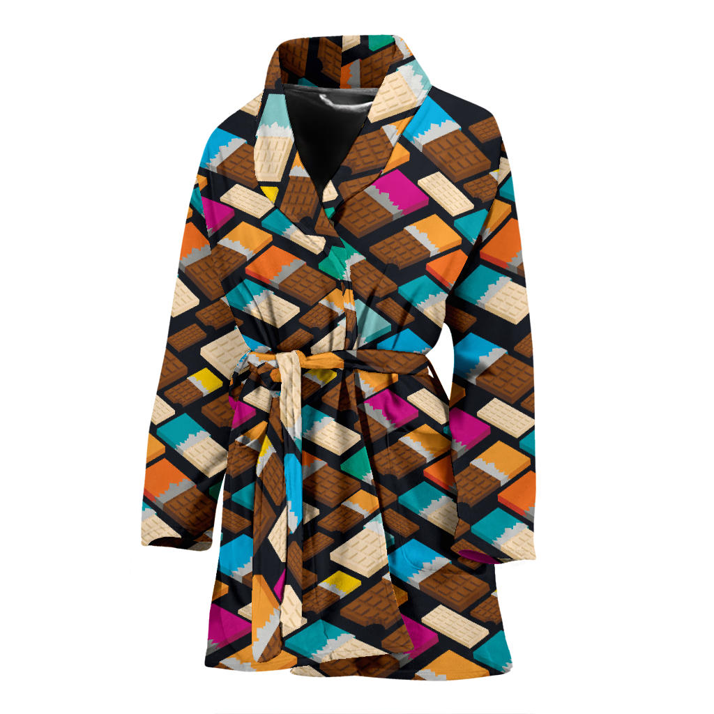 Chocolate Pattern Print Design 02 Women Bathrobe