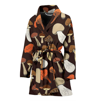 Mushroom Pattern Print Design A05 Women Bathrobe