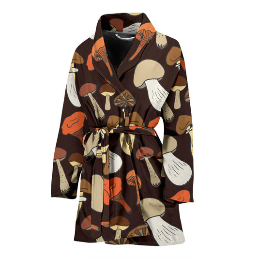 Mushroom Pattern Print Design A05 Women Bathrobe