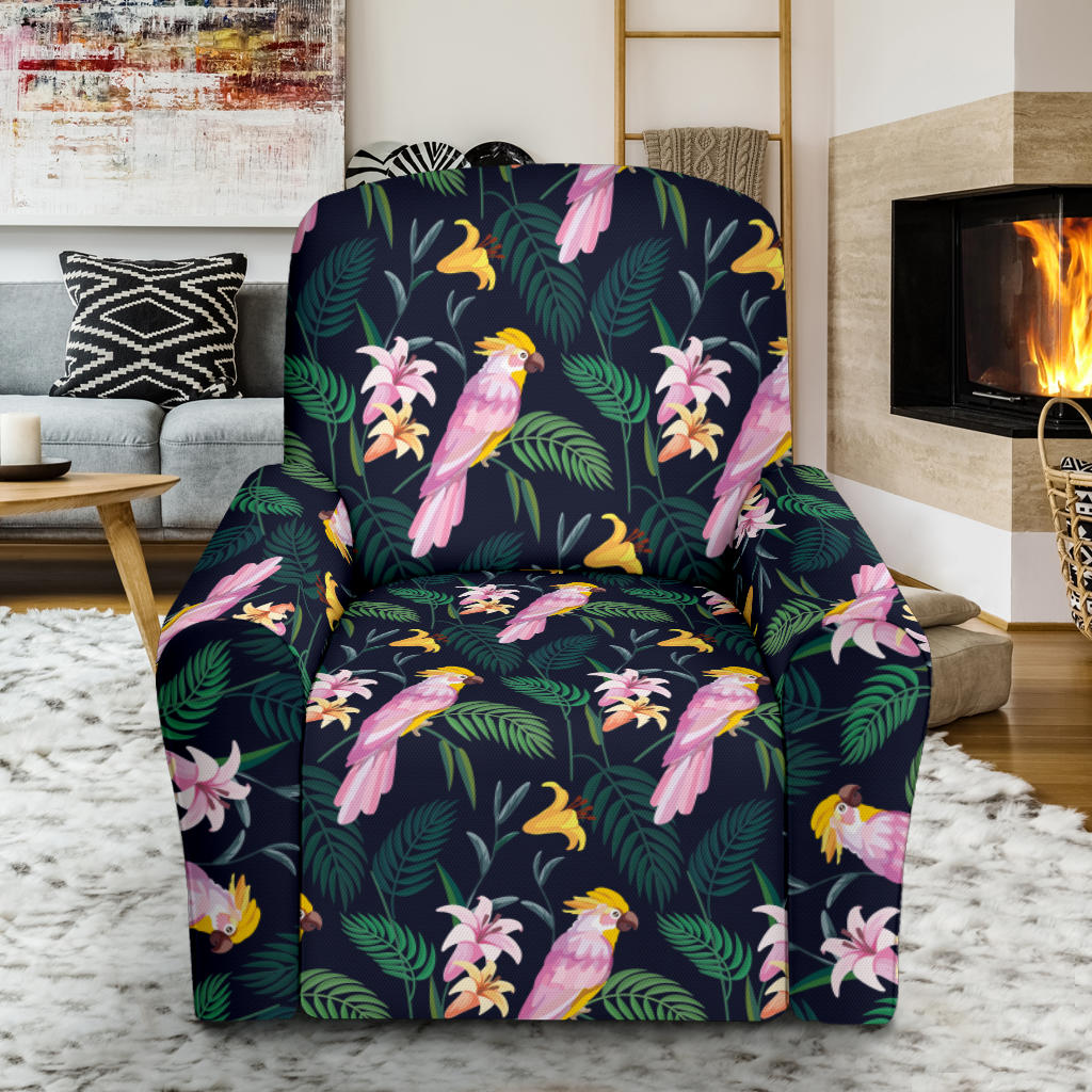 Cockatoo Pattern Print Design 03 Recliner Slipcover with Pocket
