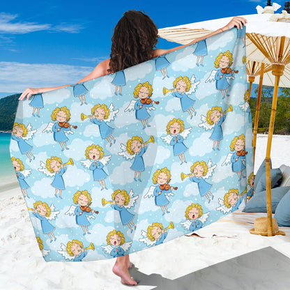 Angel Musician Pattern Print Design 09 Sarong Pareo Wrap