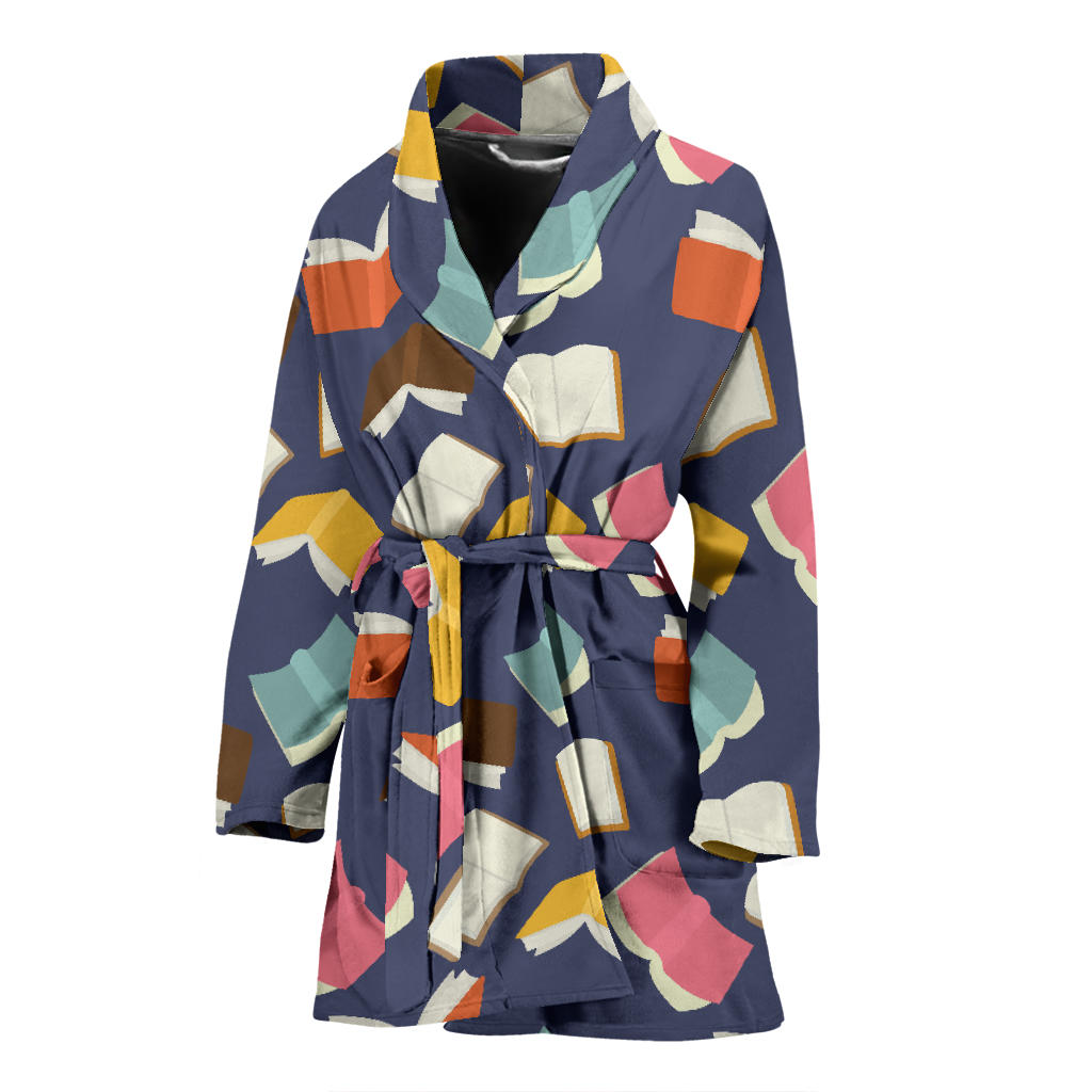 Book Pattern Print Design 01 Women Bathrobe