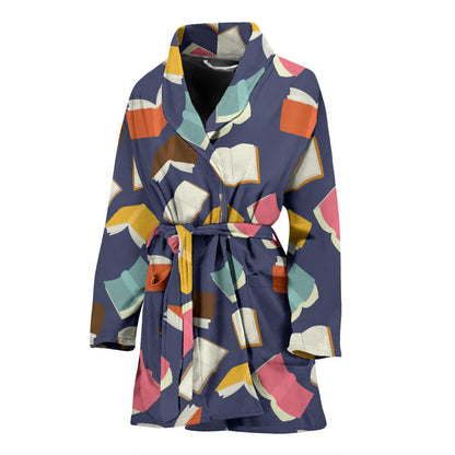 Book Pattern Print Design 01 Women Bathrobe