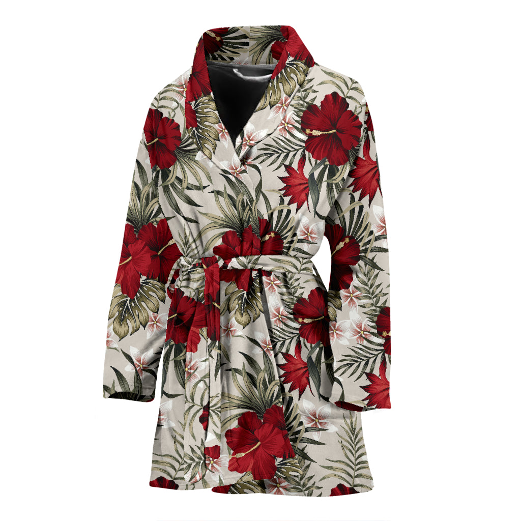 Hibiscus Print Design LKS3011 Women Bathrobe