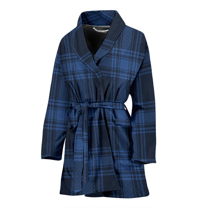 Tartan Blue Print Design LKS304 Women Bathrobe