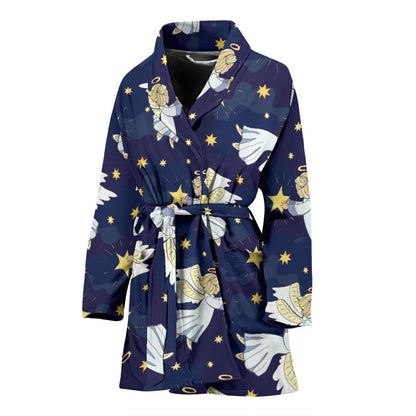Angel Pattern Print Design 06 Women Bathrobe