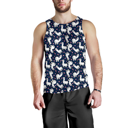 Alpaca Heart Star Design Themed Print Men Tank Top