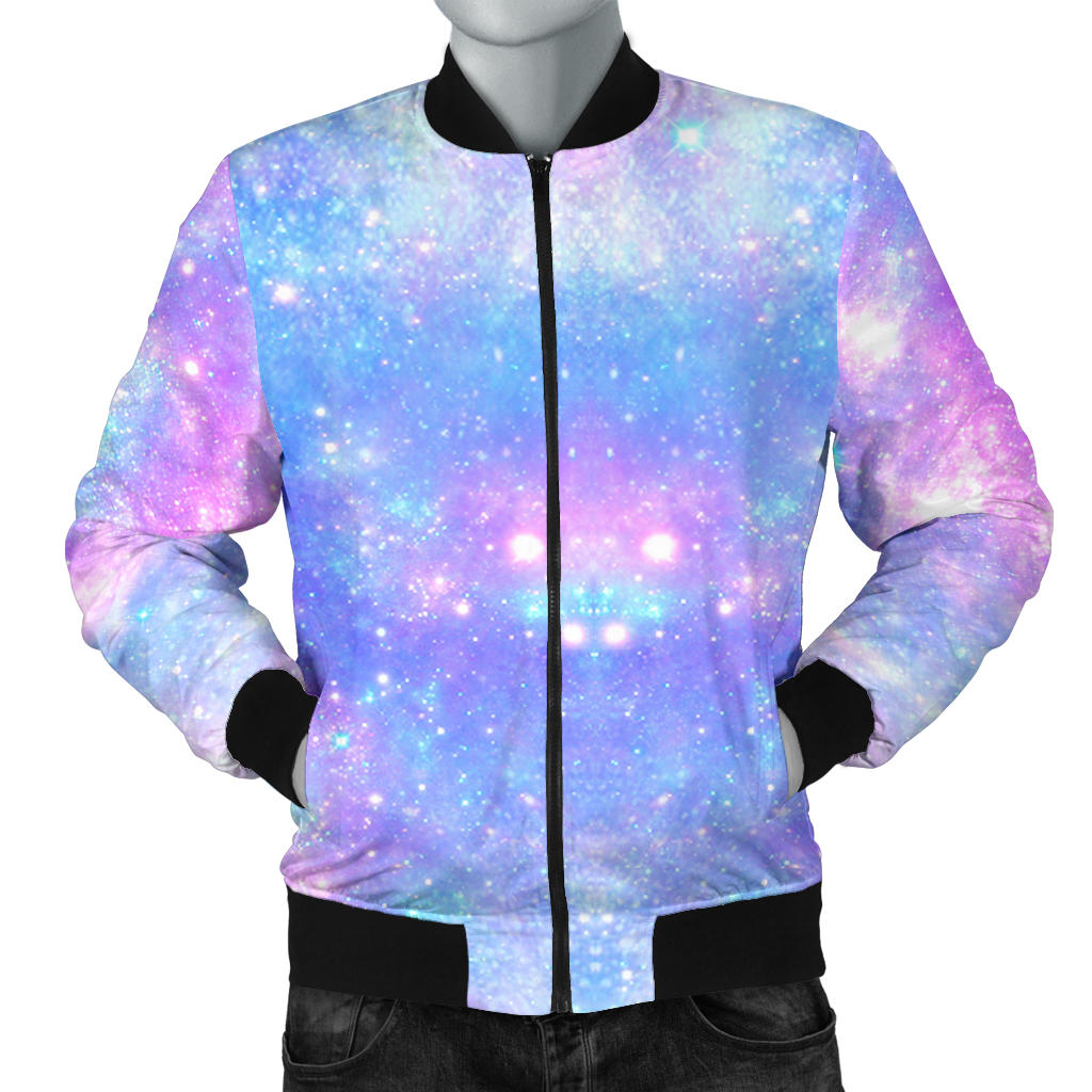 Galaxy Stardust Pastel Color Print Men Bomber Jacket