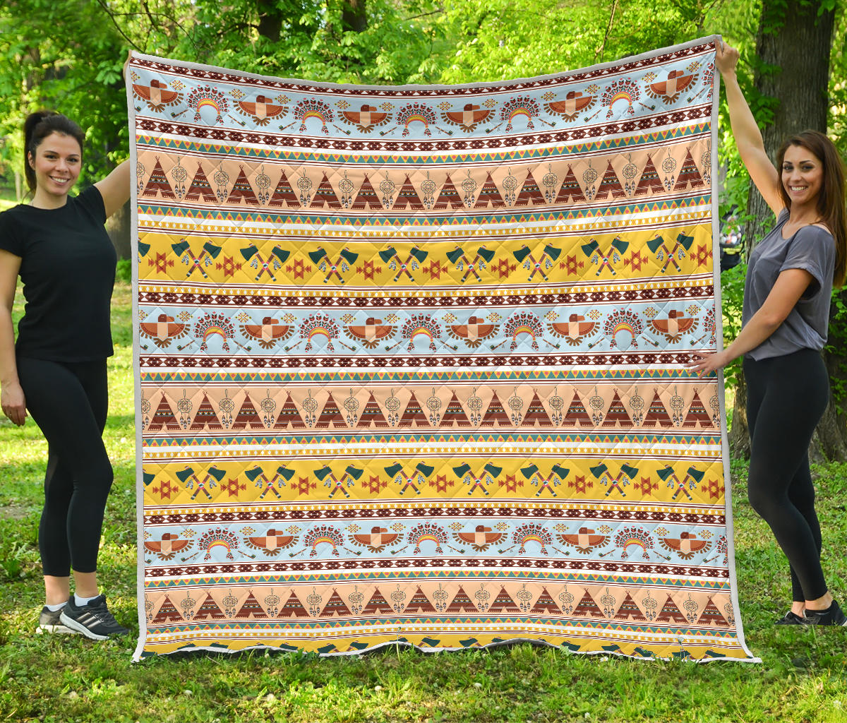 Native American Pattern Design Print Quilt Bedspread