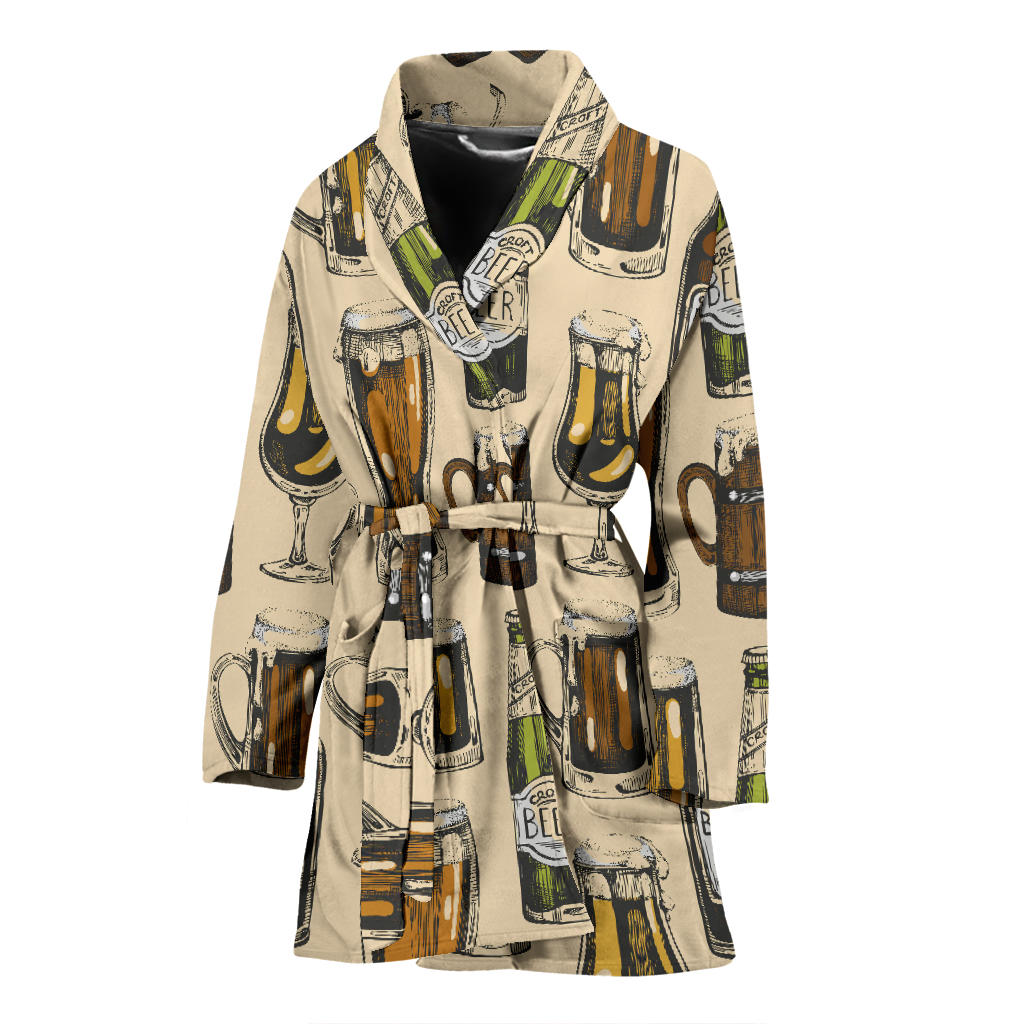 Beer Pattern Print Design 04 Women Bathrobe