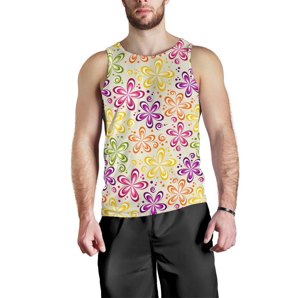 Flower Power Colorful Design Print Men Tank Top