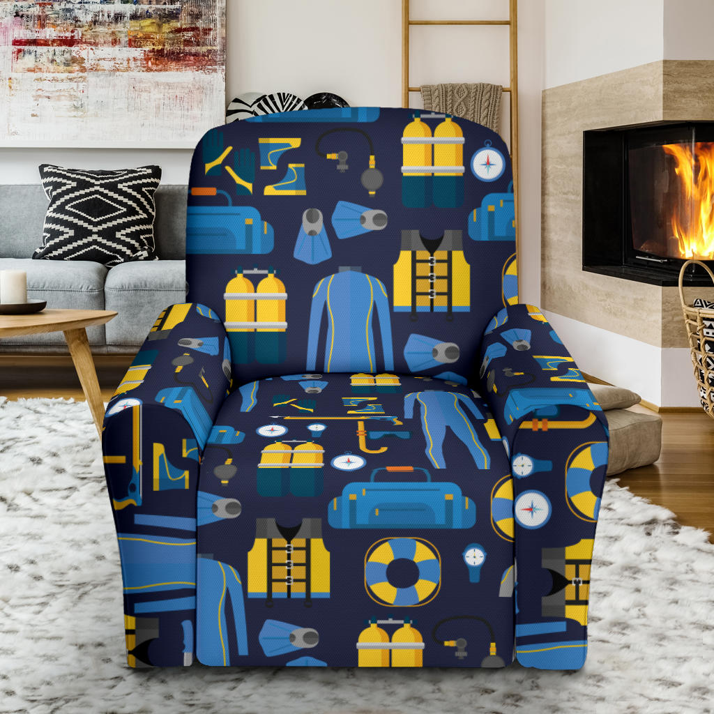 Scuba Equipment Print Design LKS305 Recliner Slipcover with Pocket
