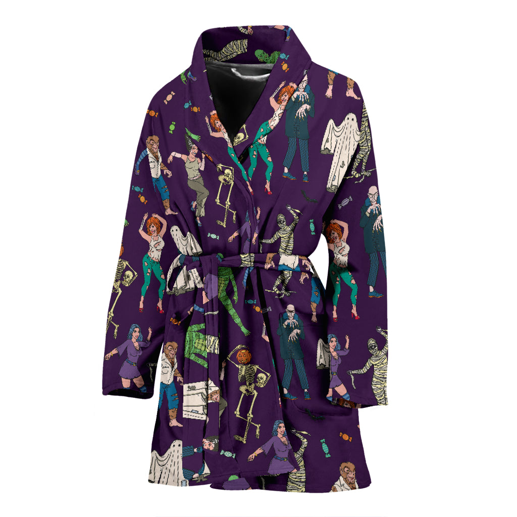 Creepy Zombie Print Design LKS302 Women Bathrobe