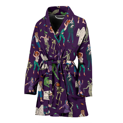 Creepy Zombie Print Design LKS302 Women Bathrobe